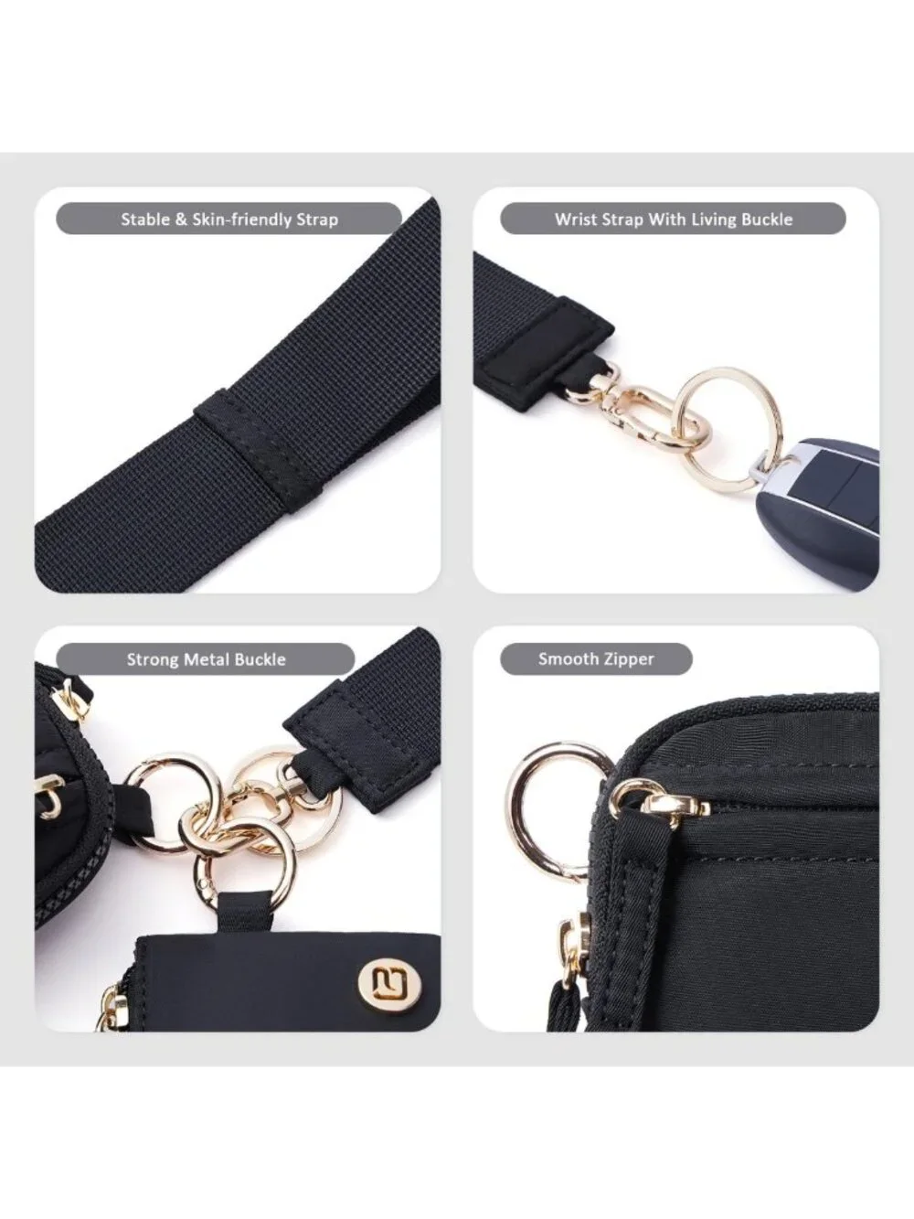 Stylish Nylon RFID Wristlet Wallet with Dual Pouch & Keychain, Travel-Friendly